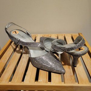 Silver Sling Back Party Shoes